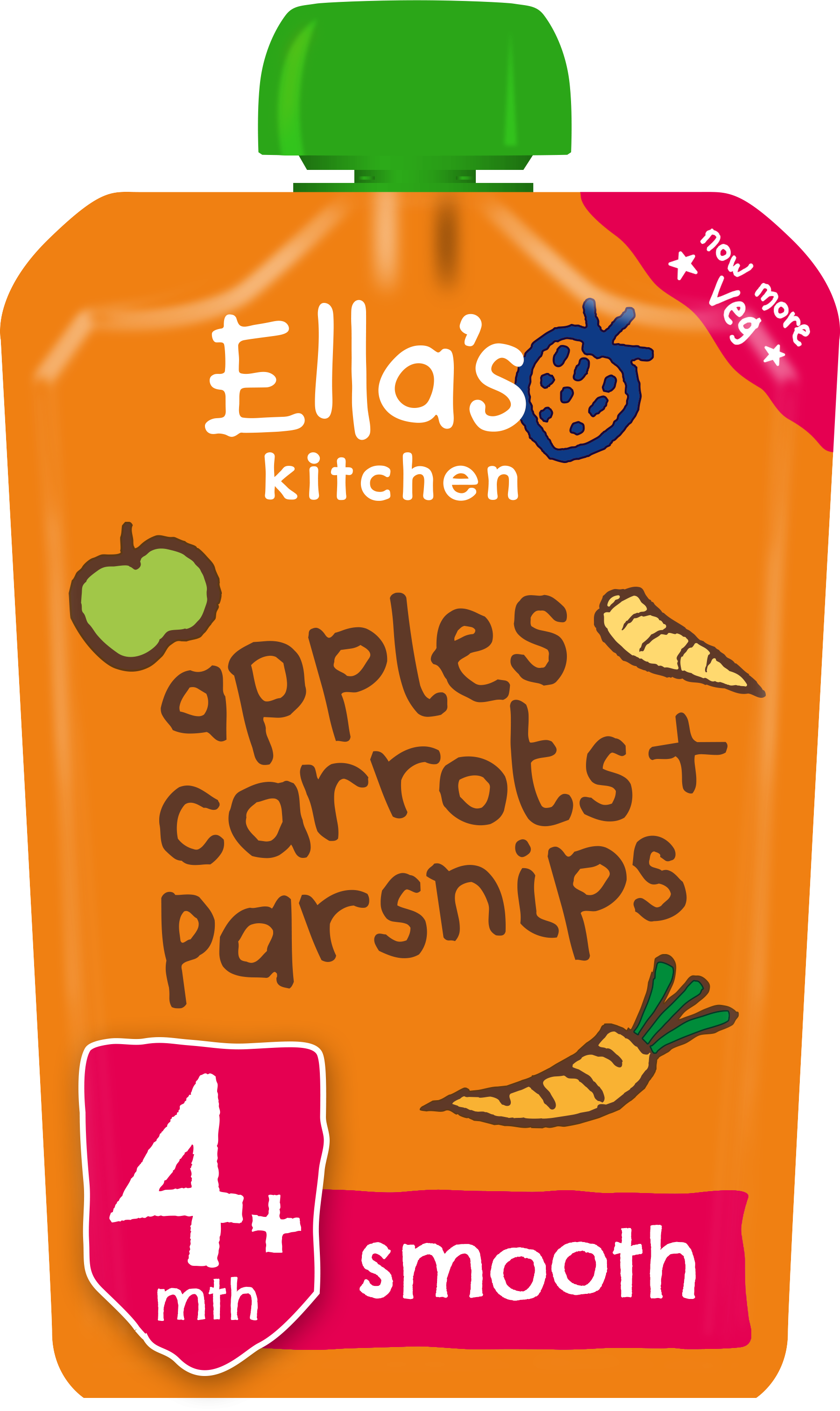 Ellas Kitchen apples carrots parnsips pouch front of pack O
