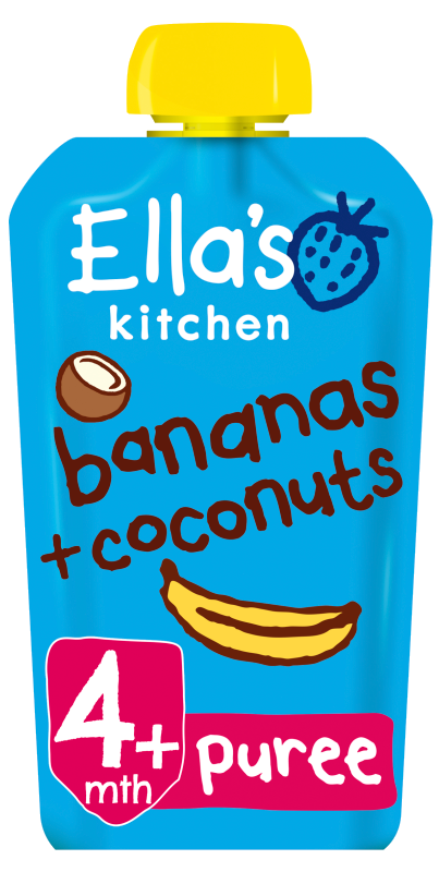 Ellas Kitchen bananas coconuts pouch front of pack O