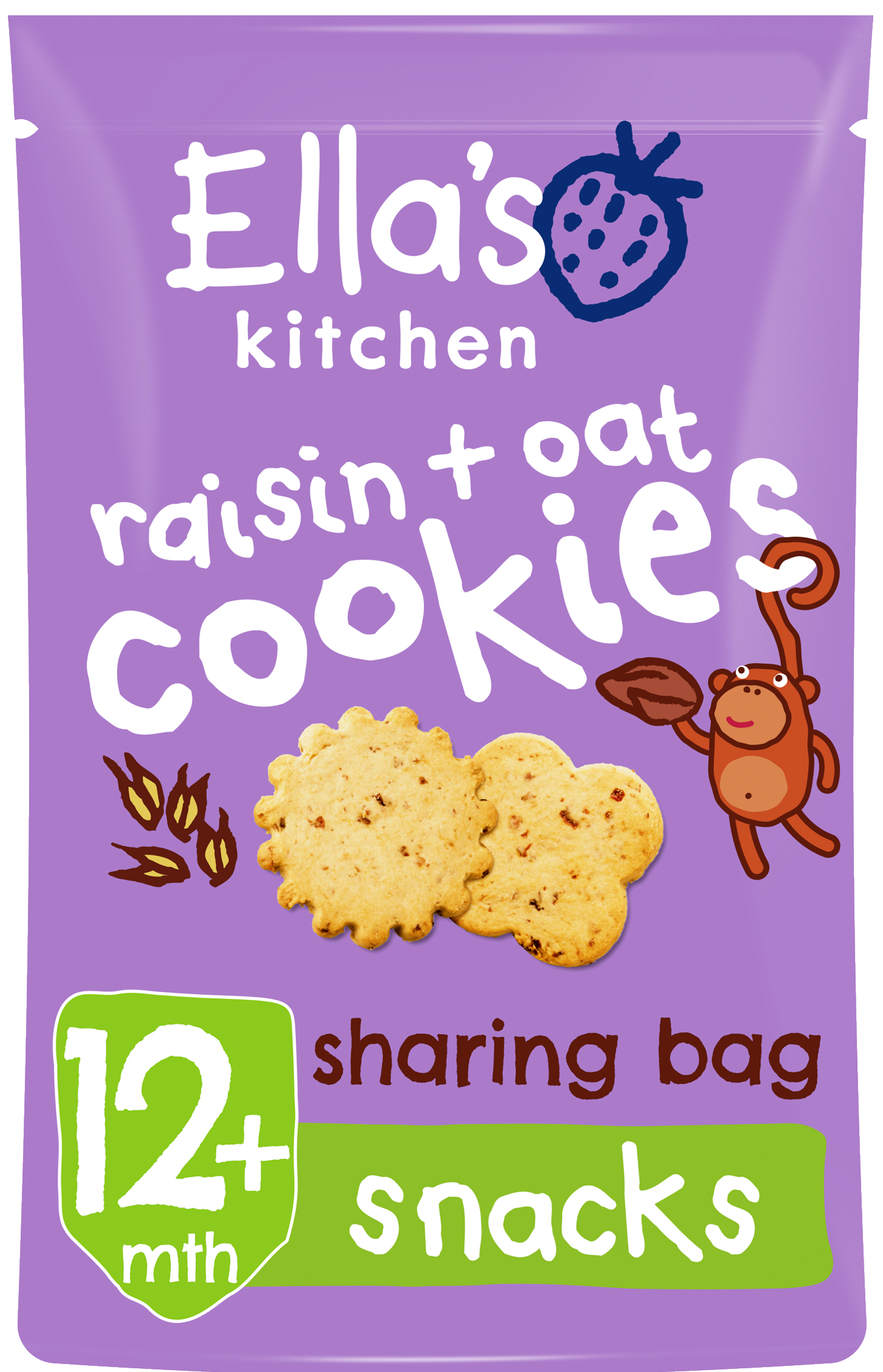 Ellas kitchen Raisin oat cookies bag front of pack O
