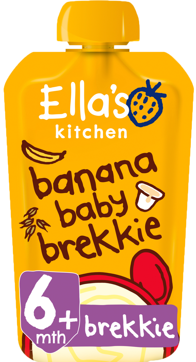 Ellas kitchen banana baby brekkie pouch front of pack O