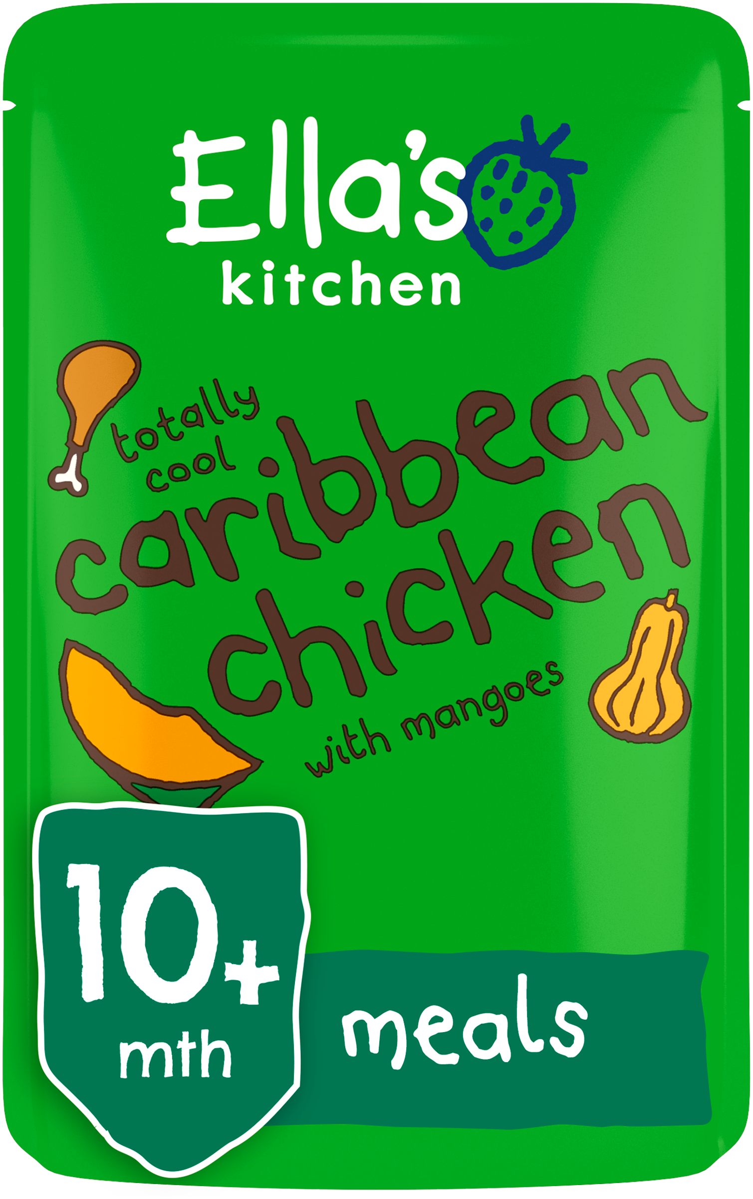 Ellas kitchen caribbean chicken pouch 10 months front of pack O