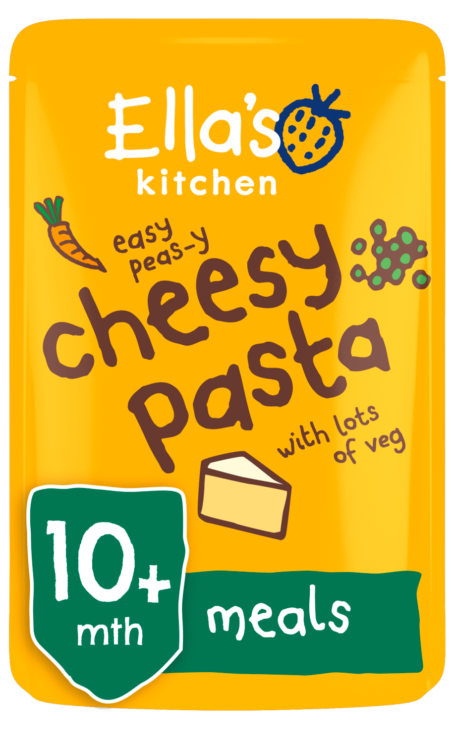 Ellas kitchen cheesy pasta veg pouch 10 months front of pack O