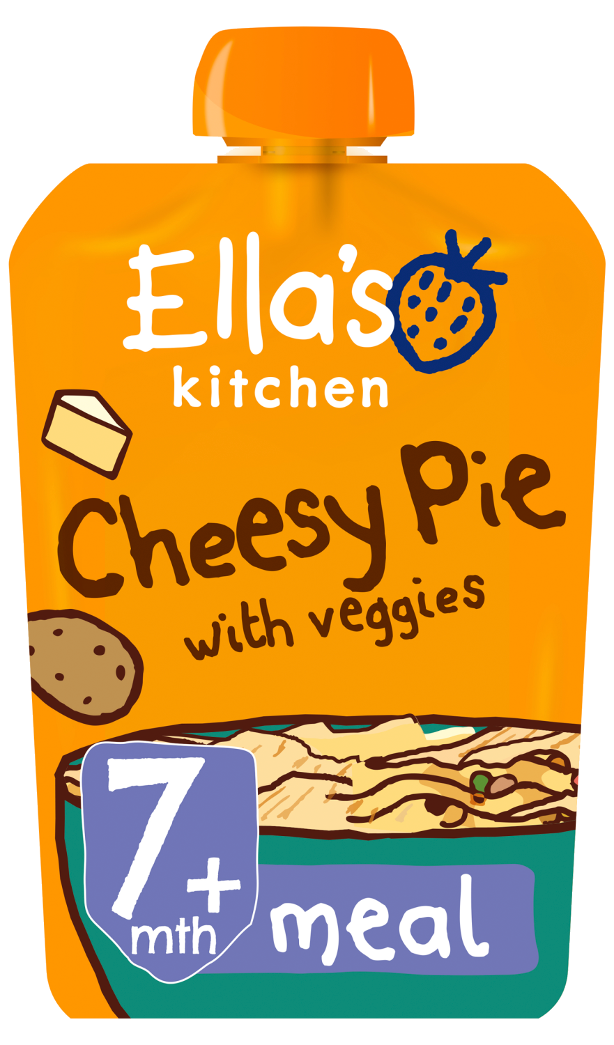 Ellas kitchen cheesy pie veggies pouch 7 months front of pack O