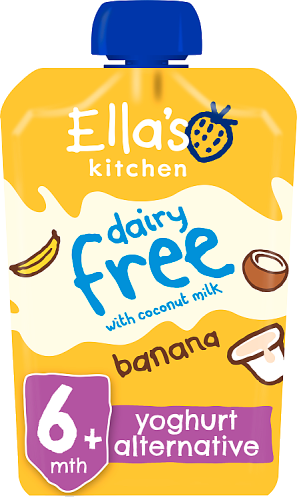 Ellas kitchen dairy free coconut milk banana pouch 6 months front of pack O