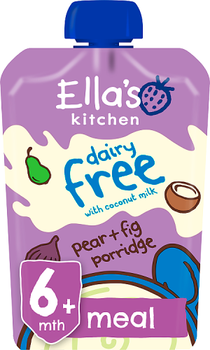 Ellas kitchen dairy free coconut milk pear fig pouch 6 months front of pack O