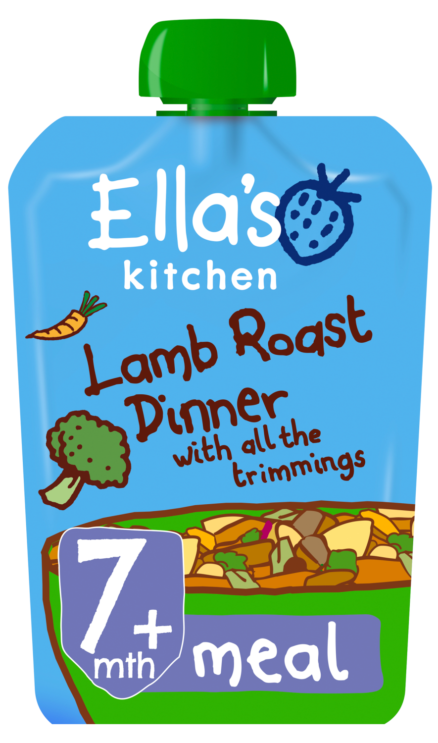 Ellas kitchen lamb roast dinner trimmings pouch 7 months front of pack O
