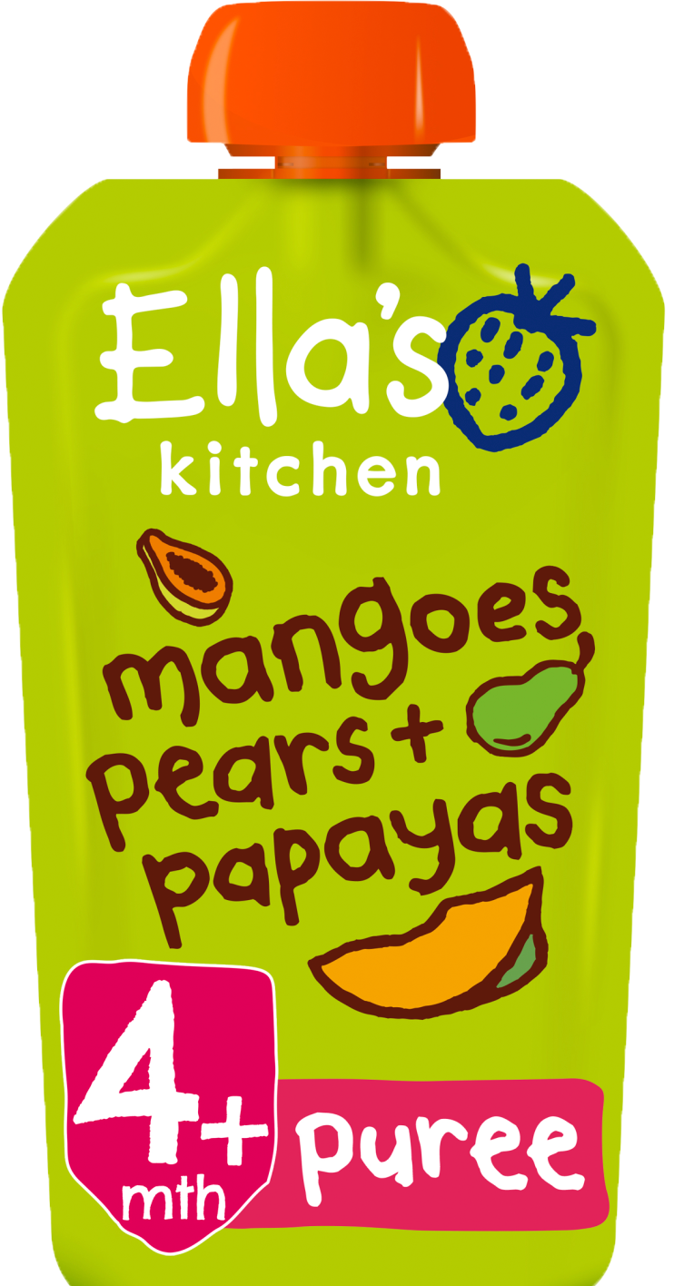 Ellas kitchen mangoes pears papayas pouch front of pack O