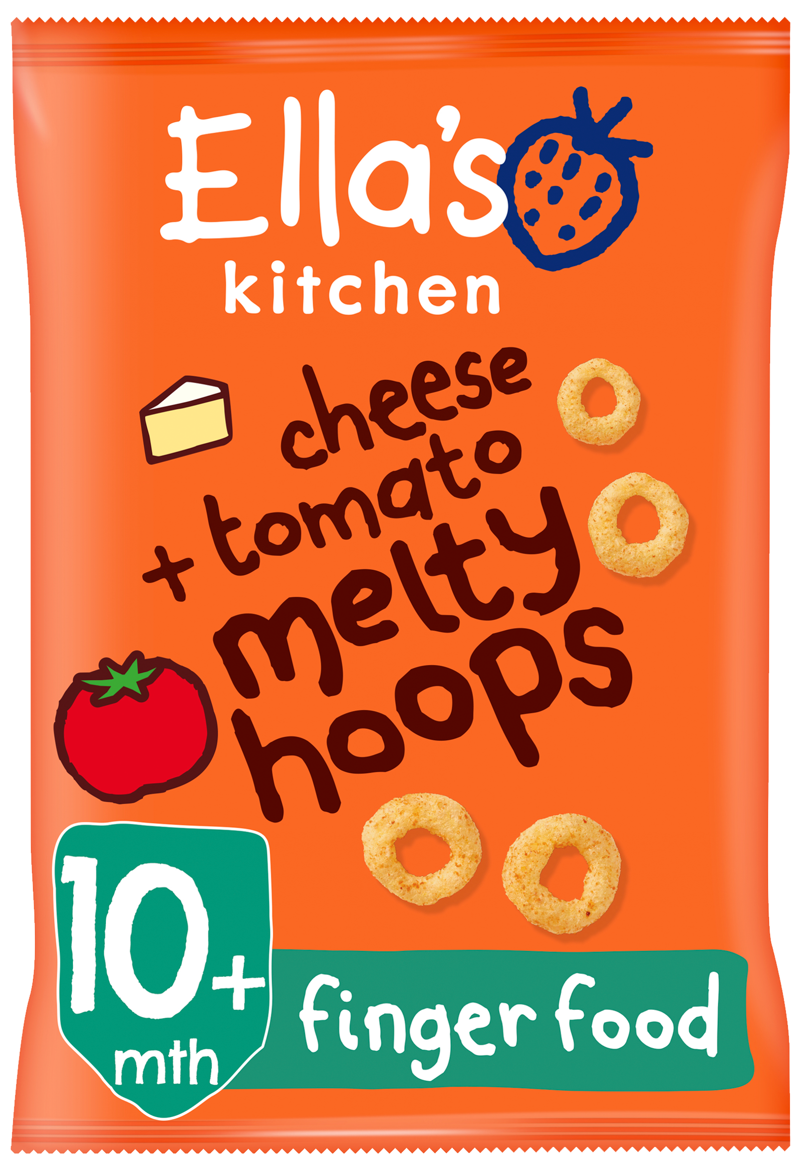 Ellas kitchen melty hoops cheese tomato bag front of pack O