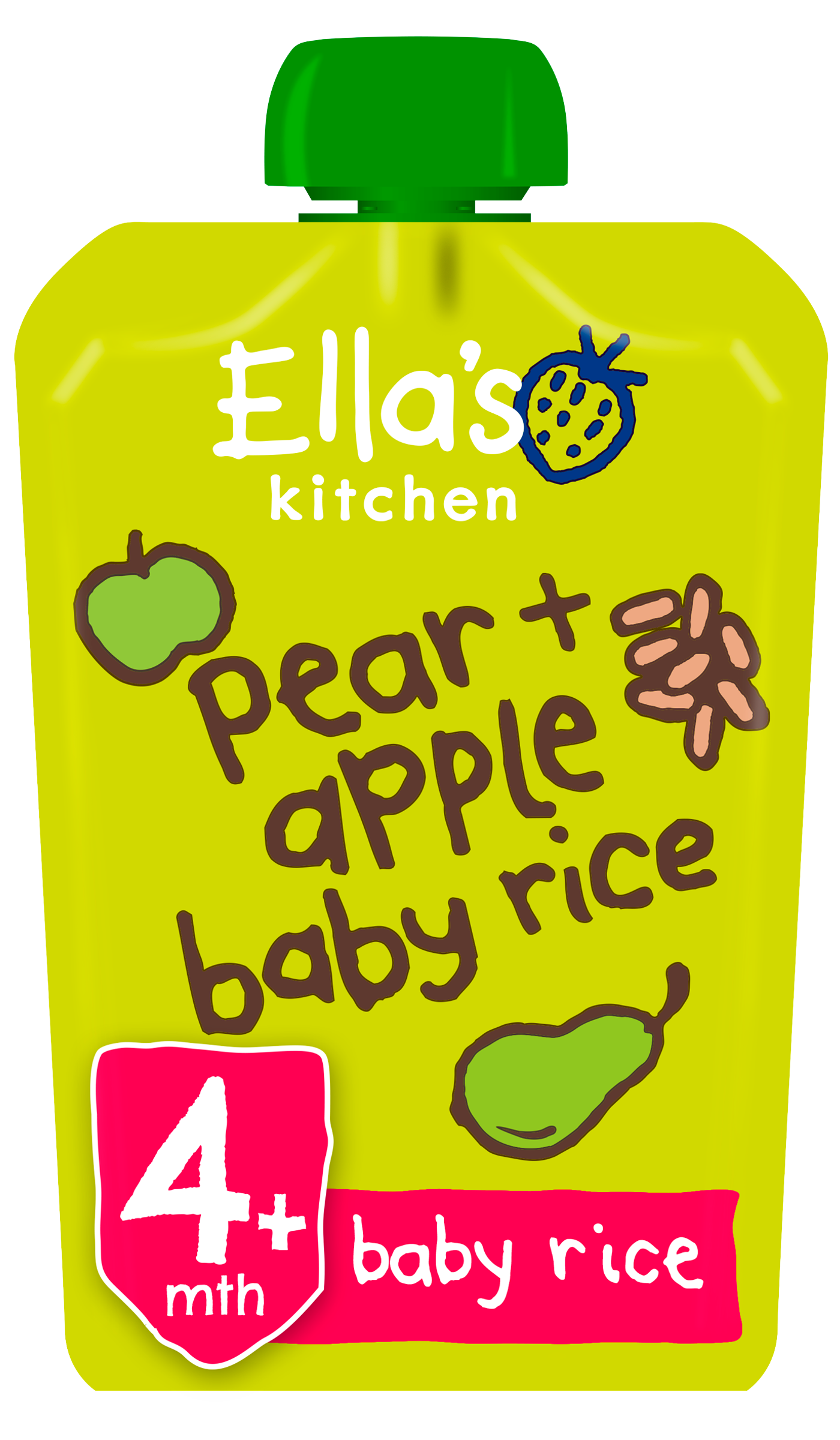 Ellas kitchen pear apple baby rice pouch front of pack O