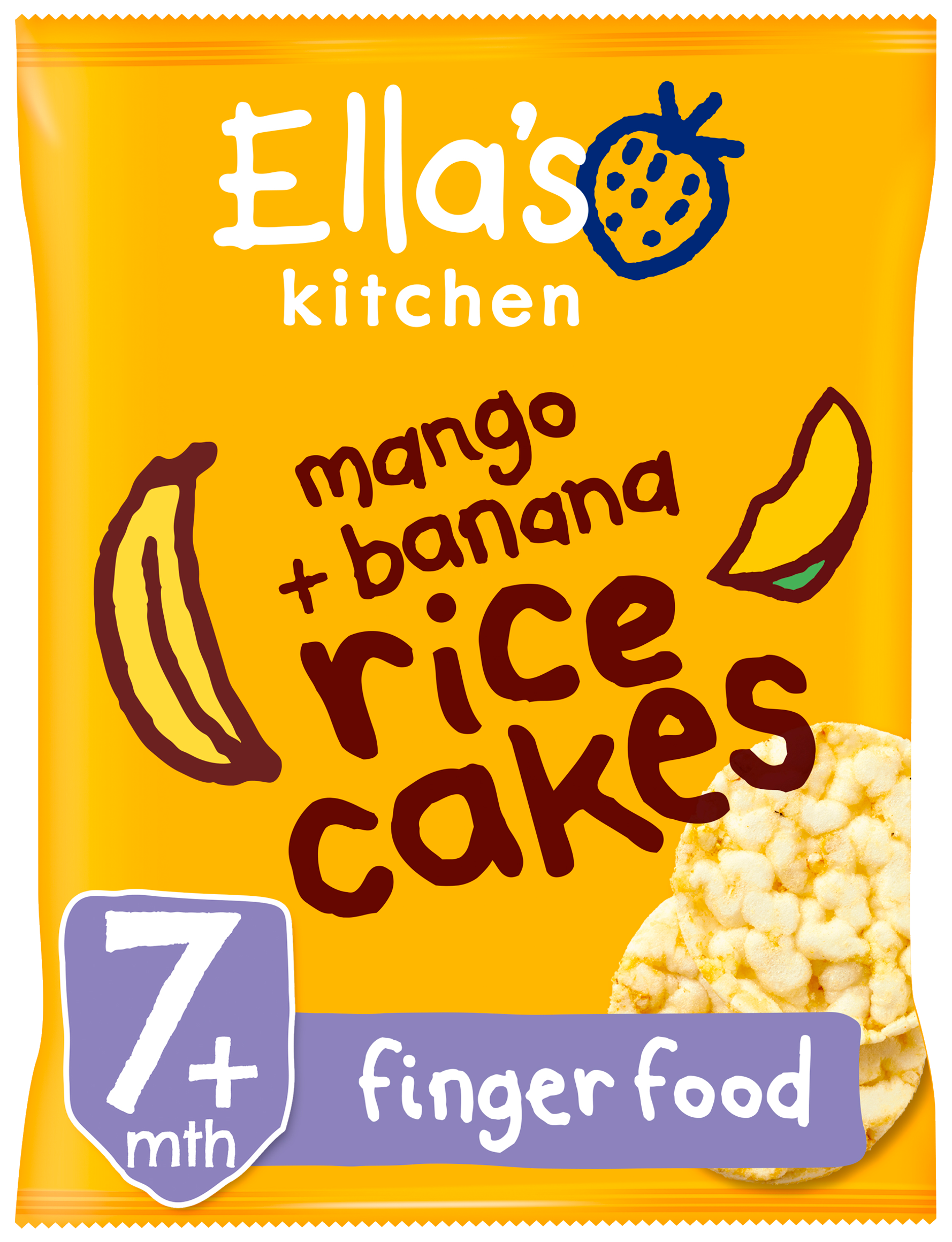 Ellas kitchen rice cakes mango banana bag front of pack O