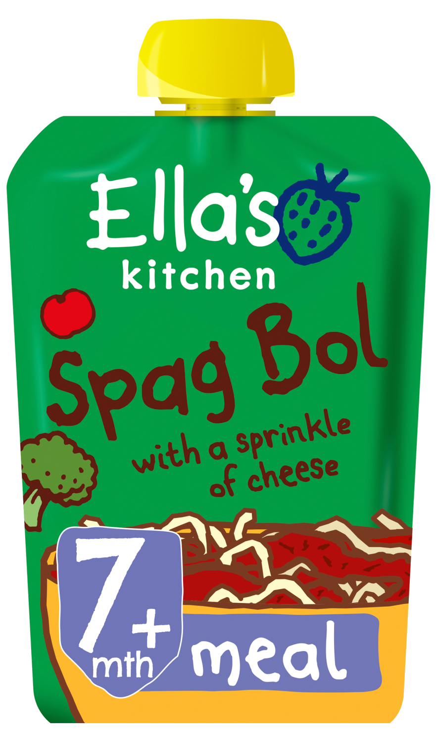 Ellas kitchen spag bol cheese pouch 7 months front of pack O