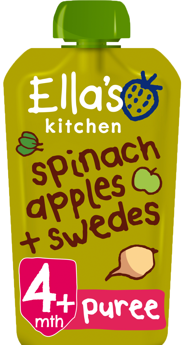 Ellas kitchen spinach apples swedes pouch front of pack O