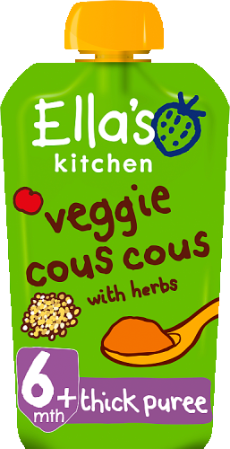 Ellas kitchen veggie cous cous herbs pouch 6 months front of pack O