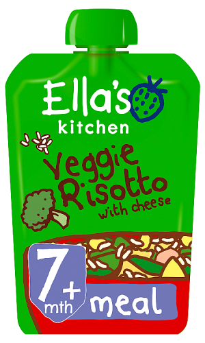 Ellas kitchen veggie risotto cheese pouch 7 months front of pack O