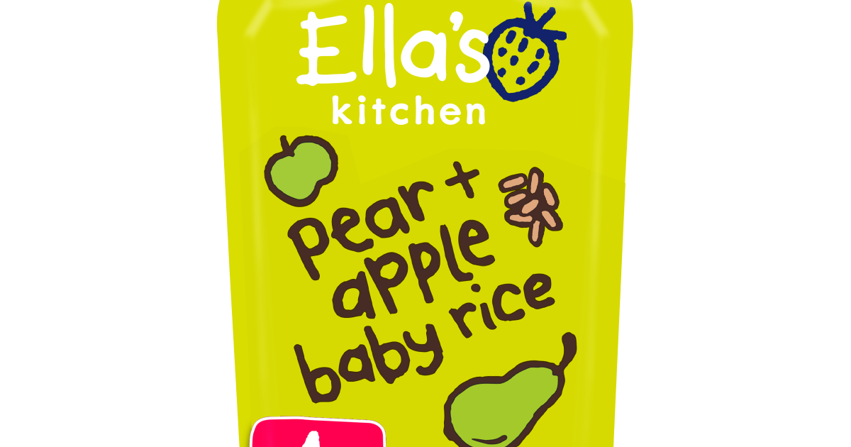 Pears + Apples Baby Rice Baby Food Pouch Ella's Kitchen