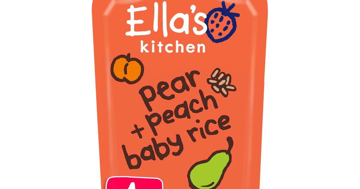Peach + Pear Baby Rice Baby Food Pouch Ella's Kitchen