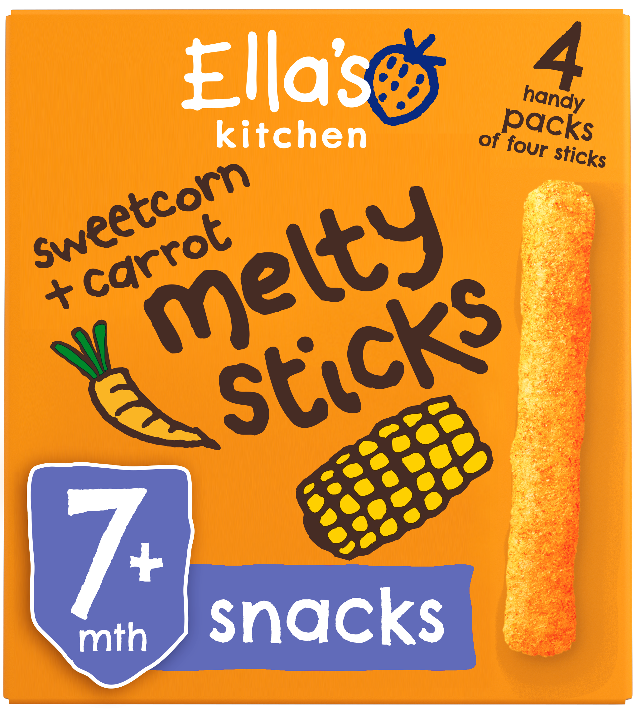 Sweetcorn carrot melty sticks front of pack